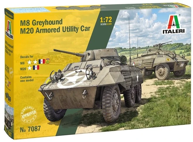 M8 Greyhound / M20 šarvuočio plastikinis modelis 1/72 Italeri