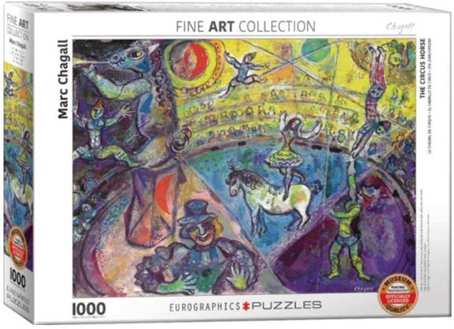 Marc Chagall „Cirko arklys“ dėlionė 1000 detalių, 50x70 cm, Eurographics