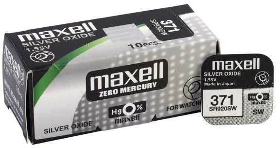 Maxell 371 SR920SW sidabro oksido laikrodžio baterijos 10 vnt.