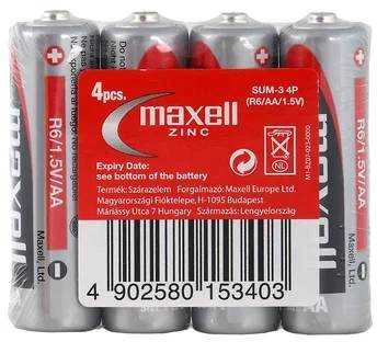 Maxell AA R6 cinko-anglies baterijos 1,5V laikrodžiams, 4 vnt.