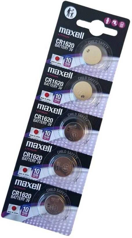 Maxell CR1620 ličio baterijos laikrodžiams ir raktams, 5 vnt.