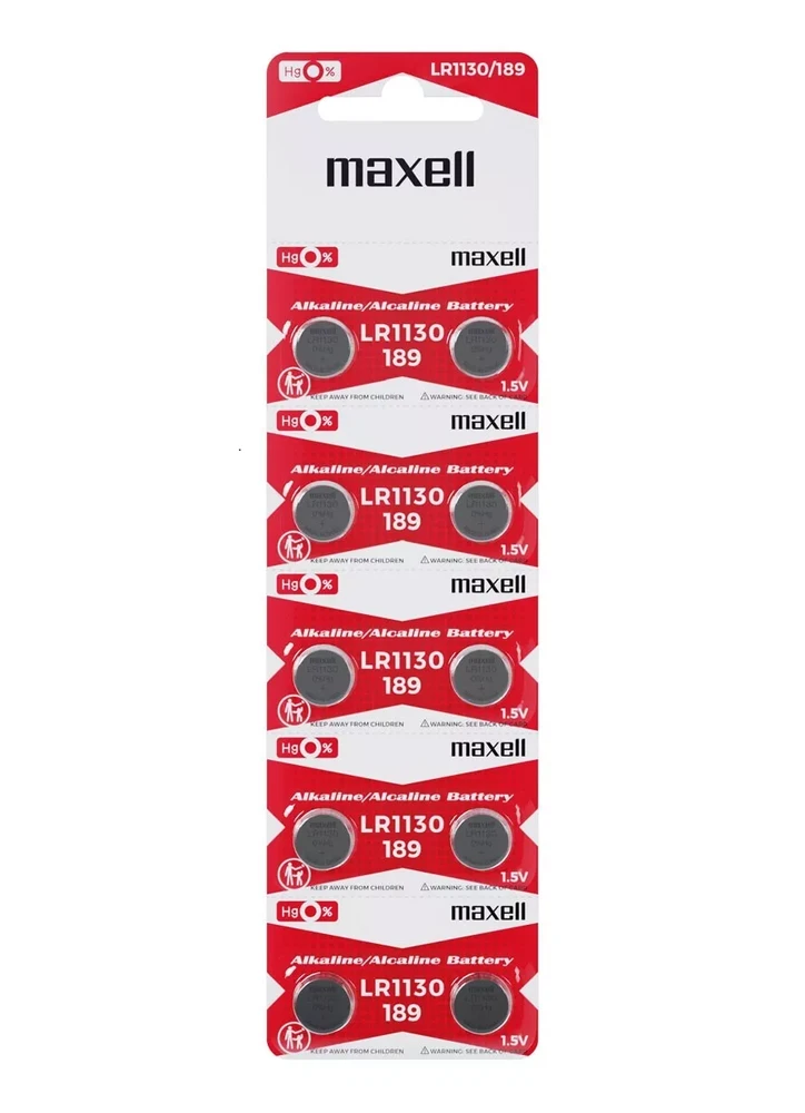 Maxell LR1130 (AG10) 3V šarminės baterijos, 10 vnt.