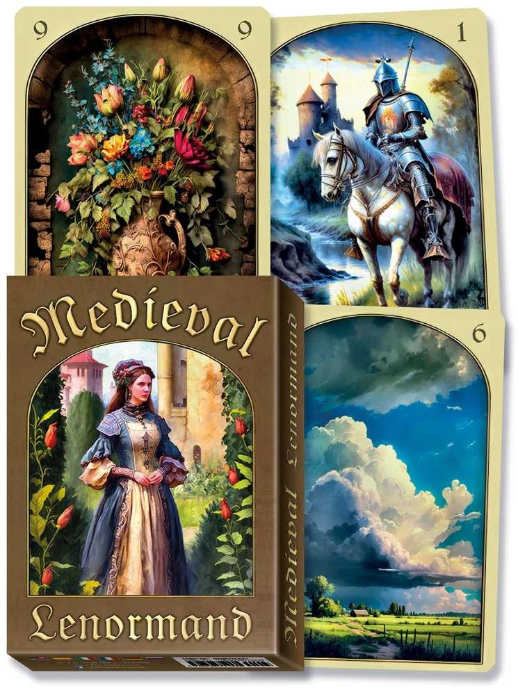 Lo Scarabeo Orakulo kortų rinkinys - Viduramžių Lenormand 36 Kortų su Gido Knyga 88 x 125 mm