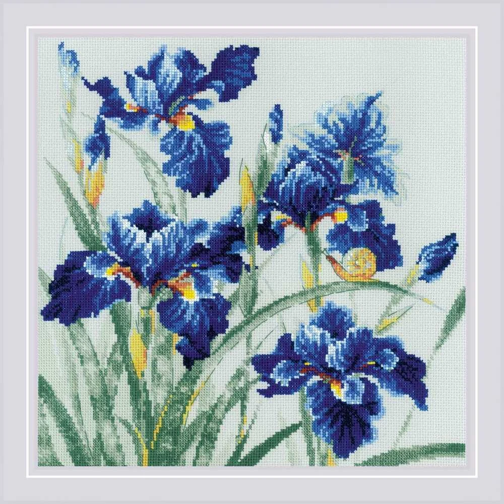Riolis Kryželiu siuvinėjimo rinkinys Mėlyni ir irizai 30x30 SR2102