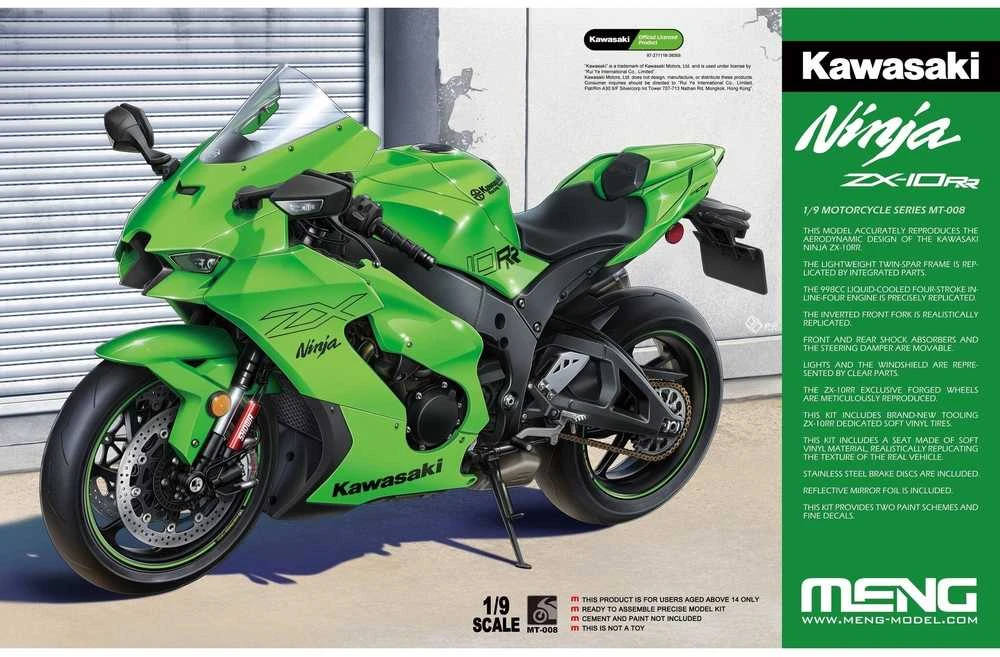 Meng Model Kawasaki Ninja ZX-10RR plastikinis motociklo modelis 1/9, surenkamas