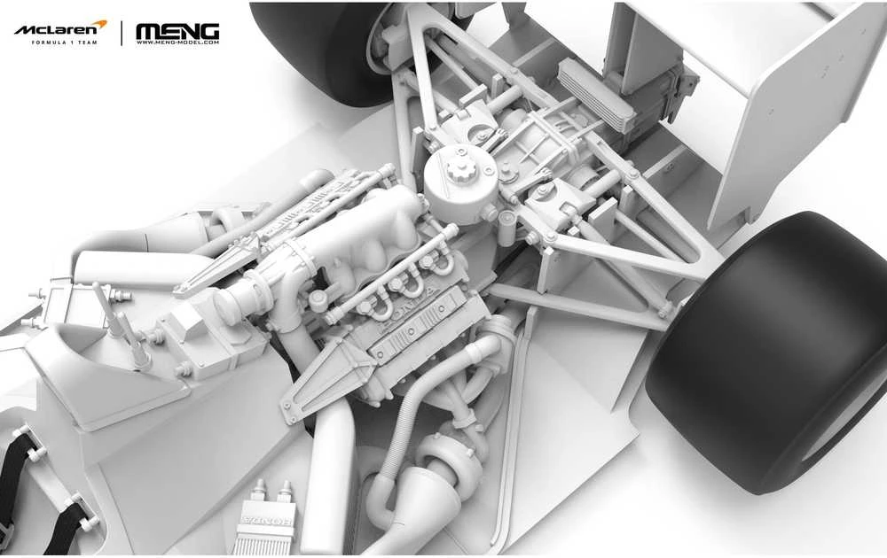 Meng Model McLaren MP4/4 1988 F1 bolidas, plastikinis modelis 1/24