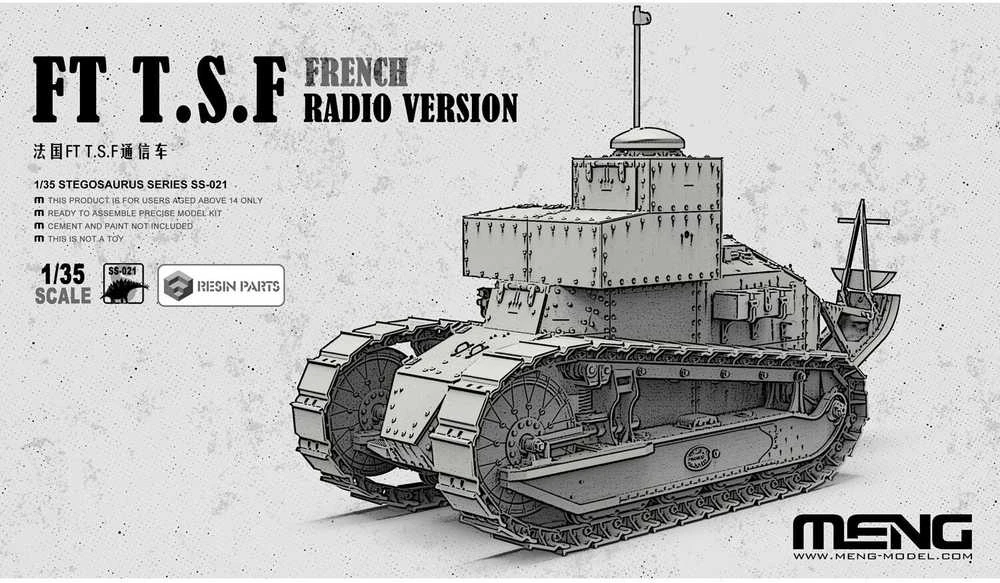 Meng Model Meng SS-021 Prancūzų Renault FT-17 TSF radijo tankas, 1/35
