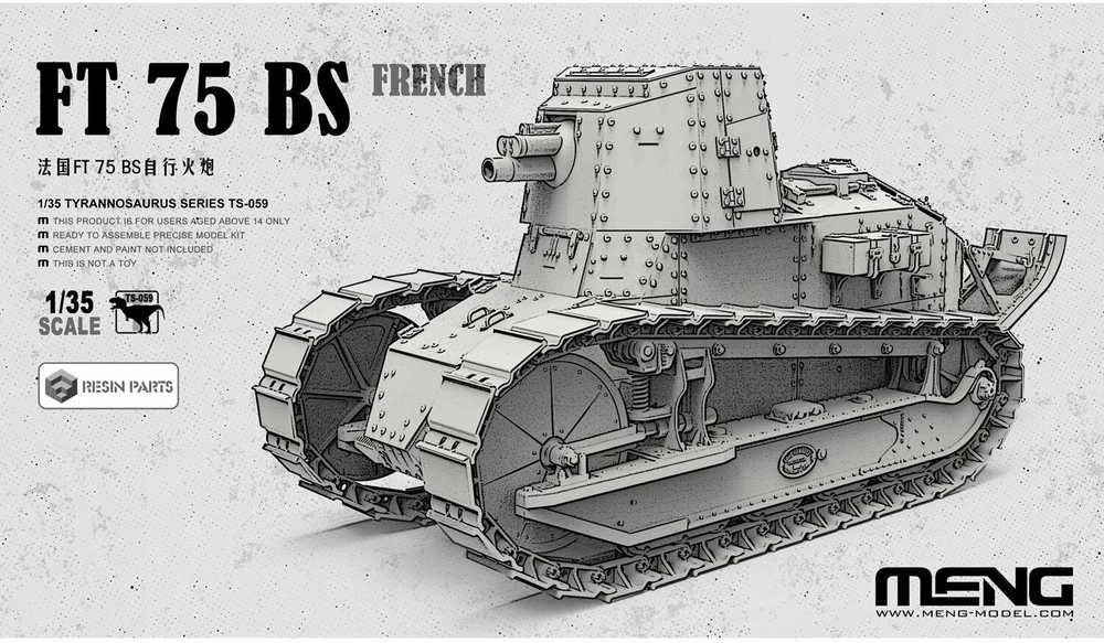 Meng Model Meng TS-059 Renault FT 75 BS 1/35 plastikinis tanko modelio rinkinys