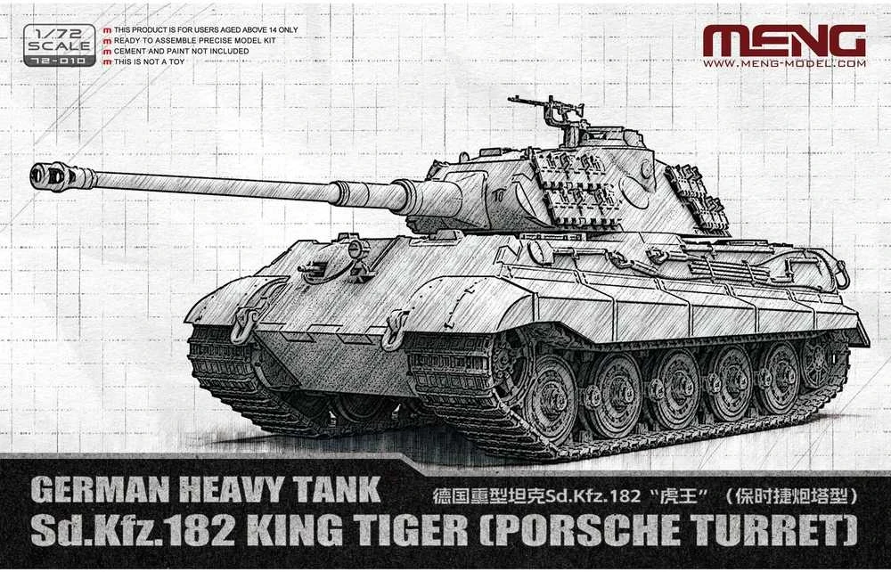 Meng Model Meng vokiškas sunkus tankas King Tiger Porsche, 1/72 plastikinis