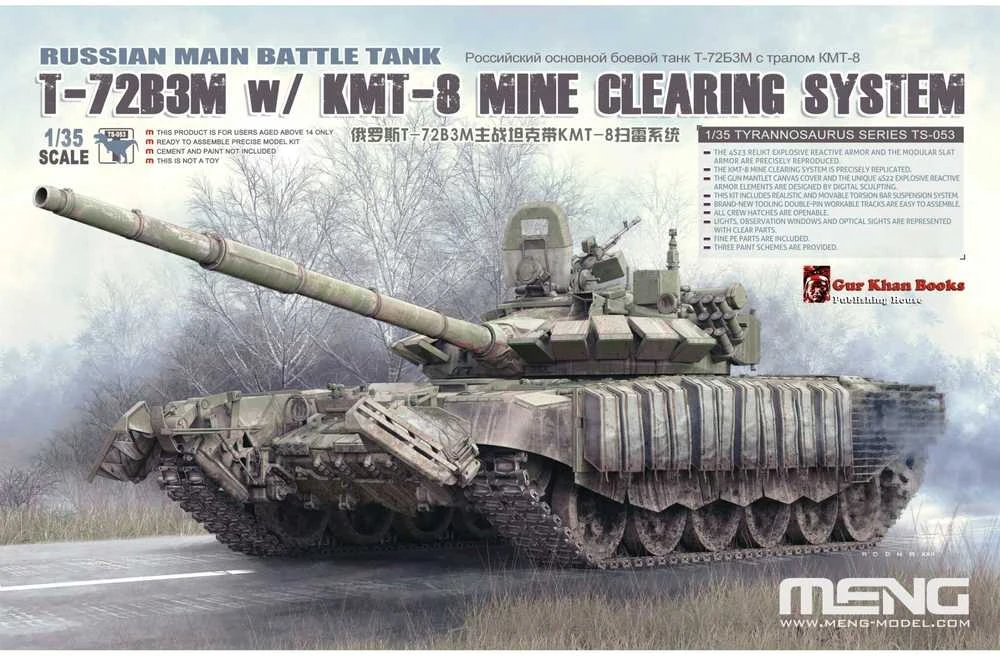 Meng Model Rusų tankas T-72B3M su KMT-8, plastikinis modelis 1/35 Meng