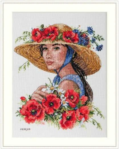 Merejka Kryželių siuvinėjimo rinkinys "Gėlėta kepurėlė" 21x25 SK250