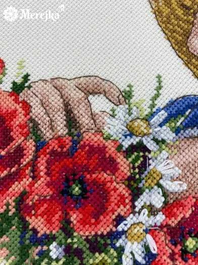 Merejka Kryželių siuvinėjimo rinkinys "Gėlėta kepurėlė" 21x25 SK250