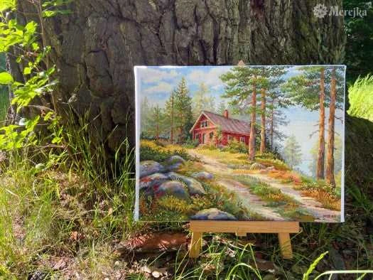 Merejka Kryželiu siuvinėjimo rinkinys „Raudona trobelė miške“ 30x39,5 SK254