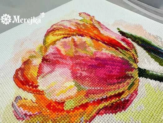 Merejka Siuvinėjimo kryželiu rinkinys "Papūgos tulpė" 21x21 SK248
