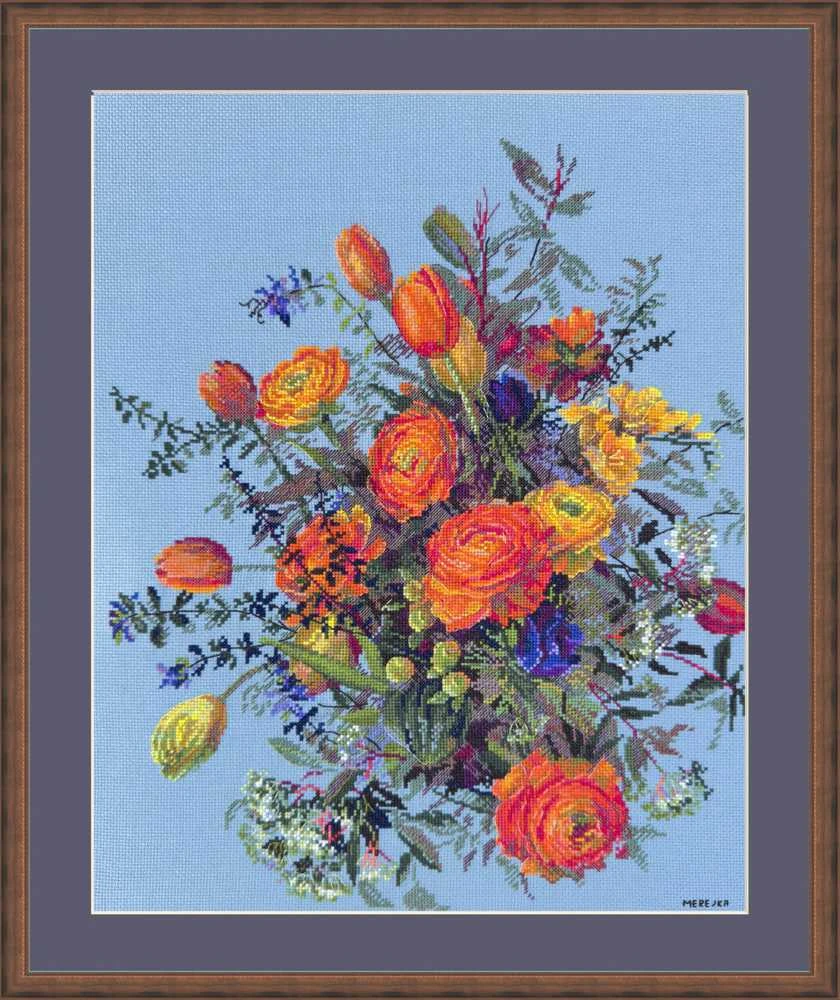 Merejka Kryželiu siuvinėjimo rinkinys „Saulės nutvieksti žiedlapiai“ 39x31 cm SK270