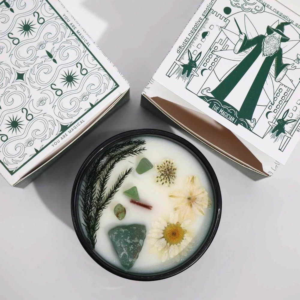 Mėtų–laimo aromato žvakė su nefritu „The Magician“ – Hop Hare