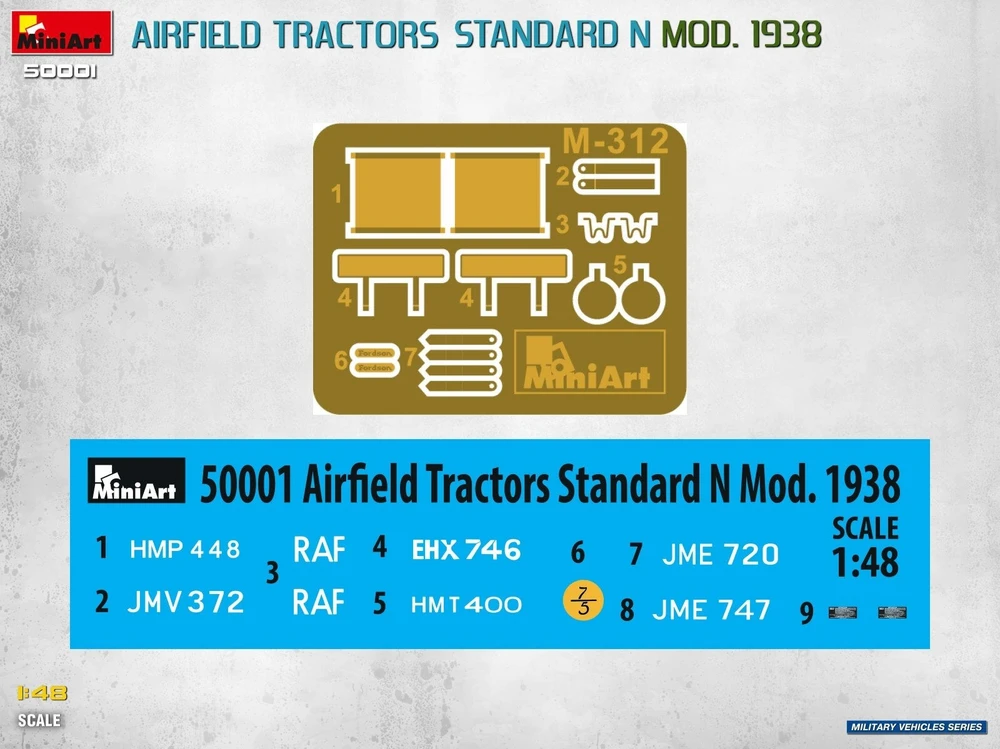 MiniArt aerodromo traktoriai Standard N 1938, 2 modeliai 1/48 50001