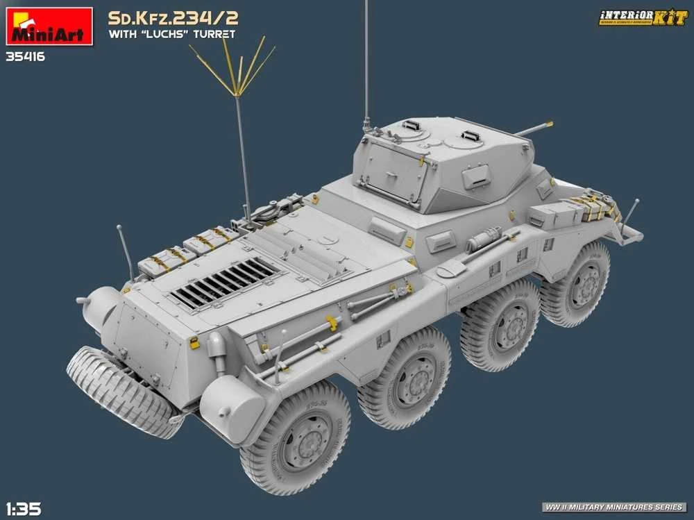 Miniart Sd.Kfz.234/2 su „Luchs“ bokštu, pilnas interjeras, 1/35 (35416)