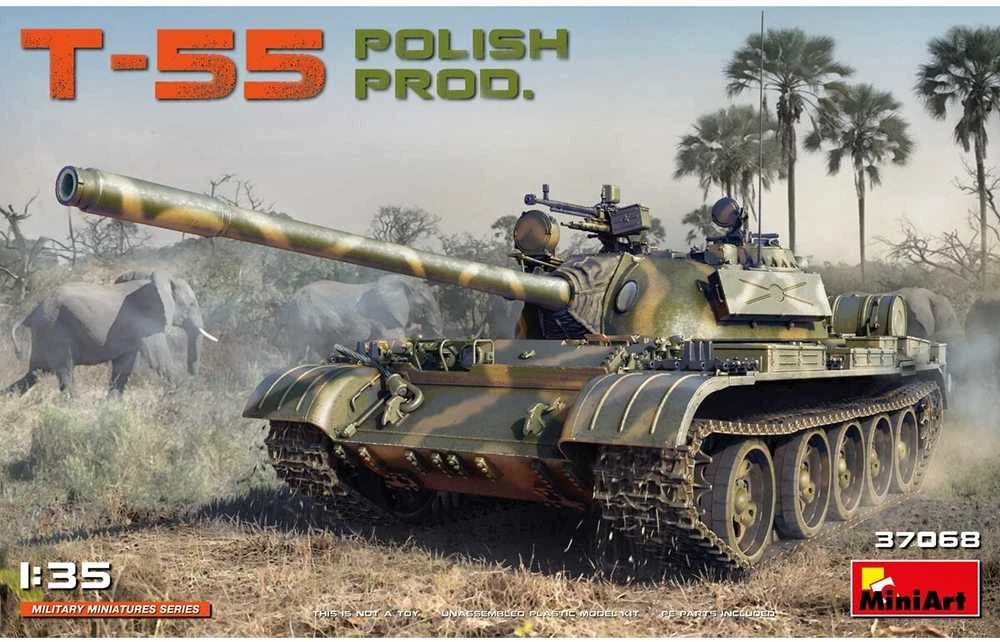 Miniart T-55 Lenkijos vidutinis tankas 1/35 surenkamas modelis