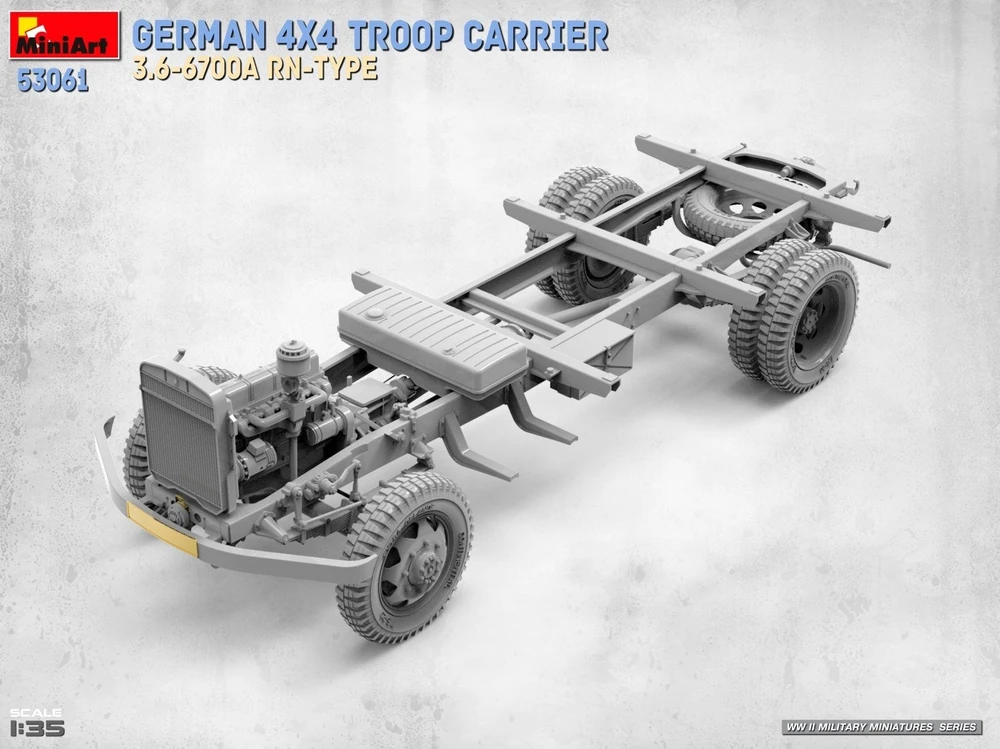MiniArt vokiečių 4x4 karių transporteris 3.6-6700A RN-Type, modelis 1/35, 53061
