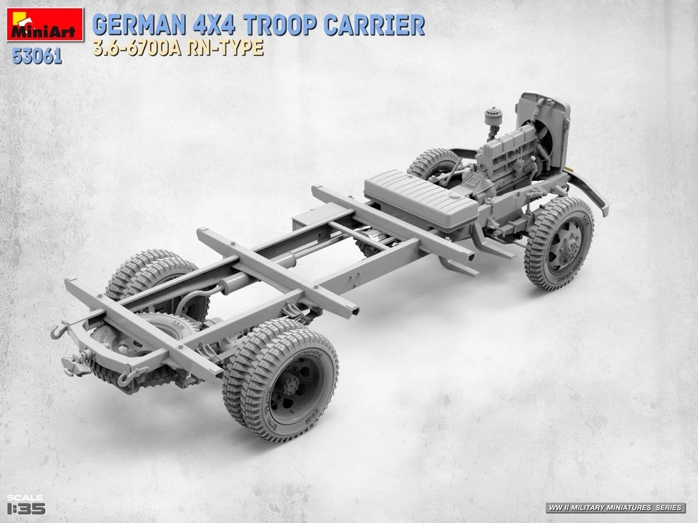 MiniArt vokiečių 4x4 karių transporteris 3.6-6700A RN-Type, modelis 1/35, 53061