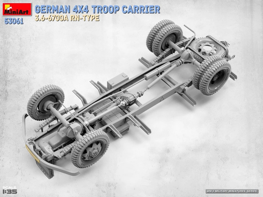 MiniArt vokiečių 4x4 karių transporteris 3.6-6700A RN-Type, modelis 1/35, 53061