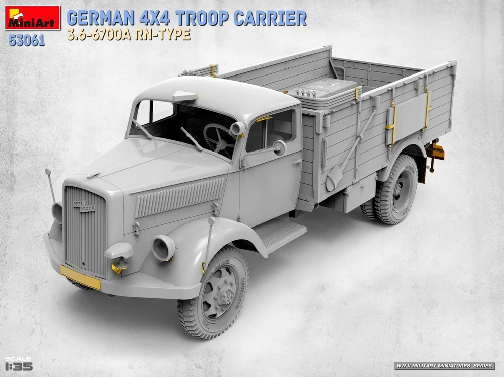 MiniArt vokiečių 4x4 karių transporteris 3.6-6700A RN-Type, modelis 1/35, 53061