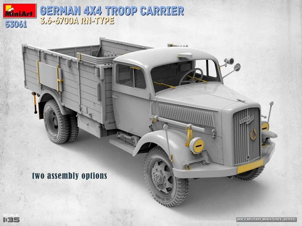 MiniArt vokiečių 4x4 karių transporteris 3.6-6700A RN-Type, modelis 1/35, 53061