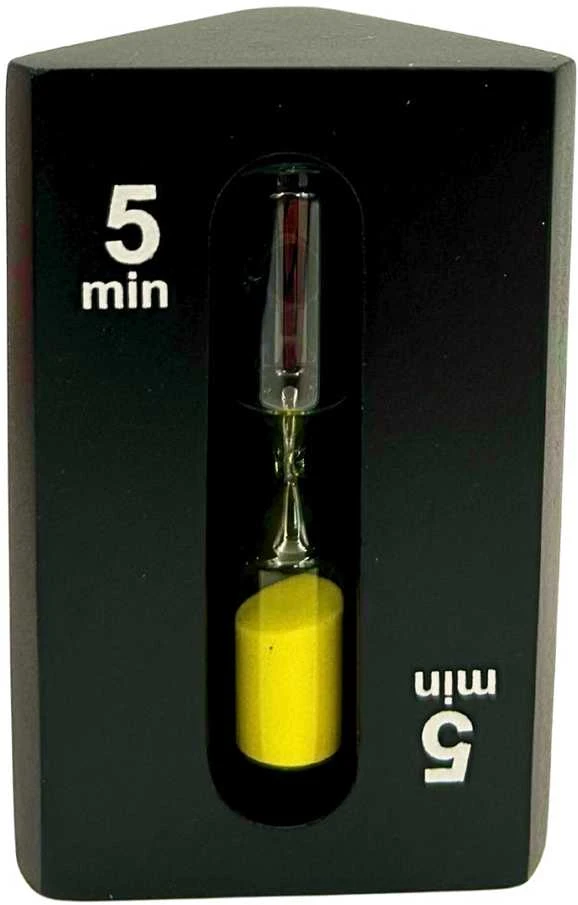 Mirtop 3-in-1 smėlio laikmatis 1–3–5 min, juodas MDF kubas, modernus interjerui