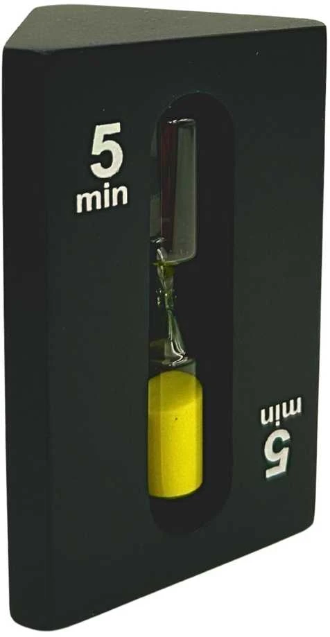 Mirtop 3-in-1 smėlio laikmatis 1–3–5 min, juodas MDF kubas, modernus interjerui