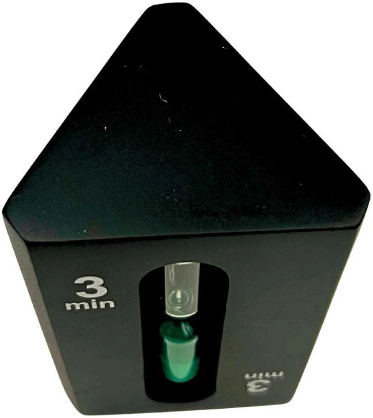 Mirtop 3-in-1 smėlio laikmatis 1–3–5 min, juodas MDF kubas, modernus interjerui