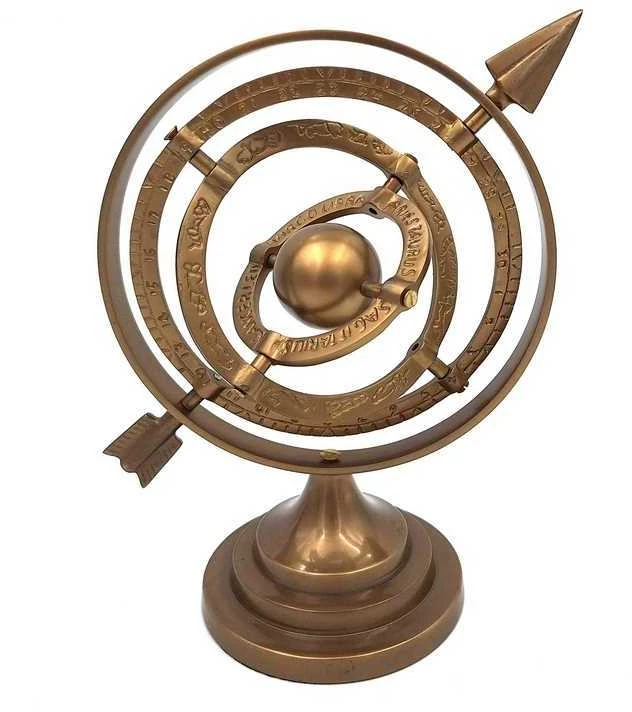 Mirtop Aliumininė sferinė astrolabija 30 cm – retro jūrinė dekoracija
