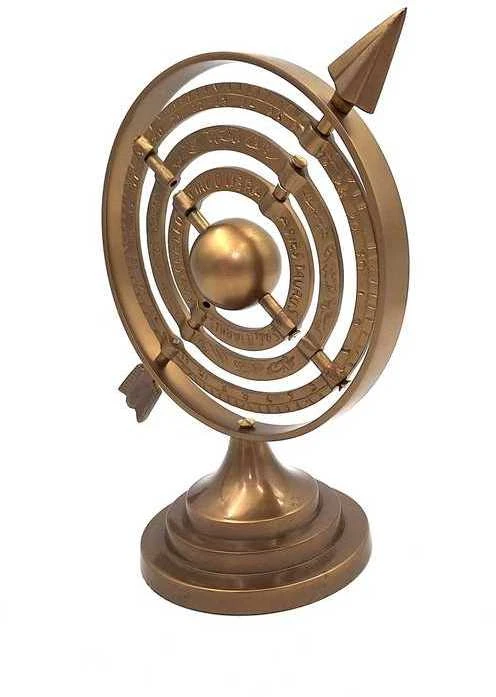 Mirtop Aliumininė sferinė astrolabija 30 cm – retro jūrinė dekoracija