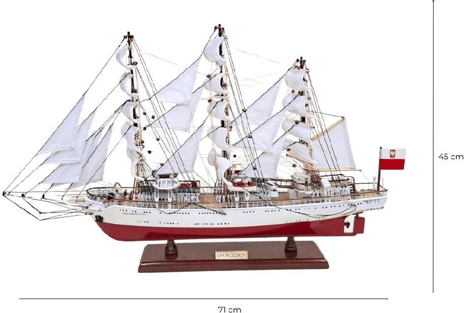 Mirtop Burlaivio Dar Młodzieży modelis XXL 71 cm, rankų darbo