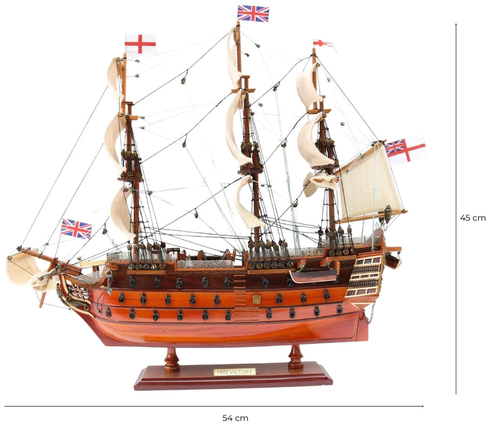 Mirtop Burlaivio HMS Victory modelis 54 cm, surinktas, rankų darbo