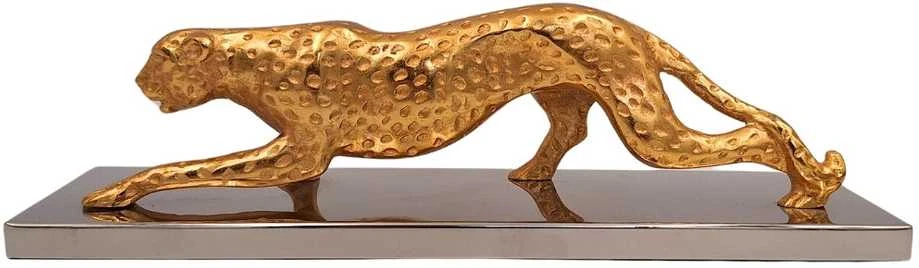 Mirtop Auksinė leopardo figūrėlė su sidabriniu pagrindu – prabangi interjero detalė