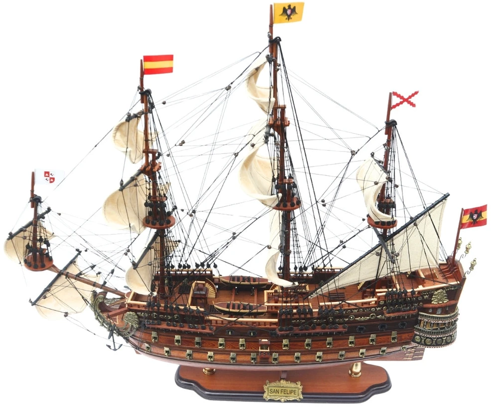 Mirtop Didelis burlaivio San Felipe modelis 80 cm, rankų darbo