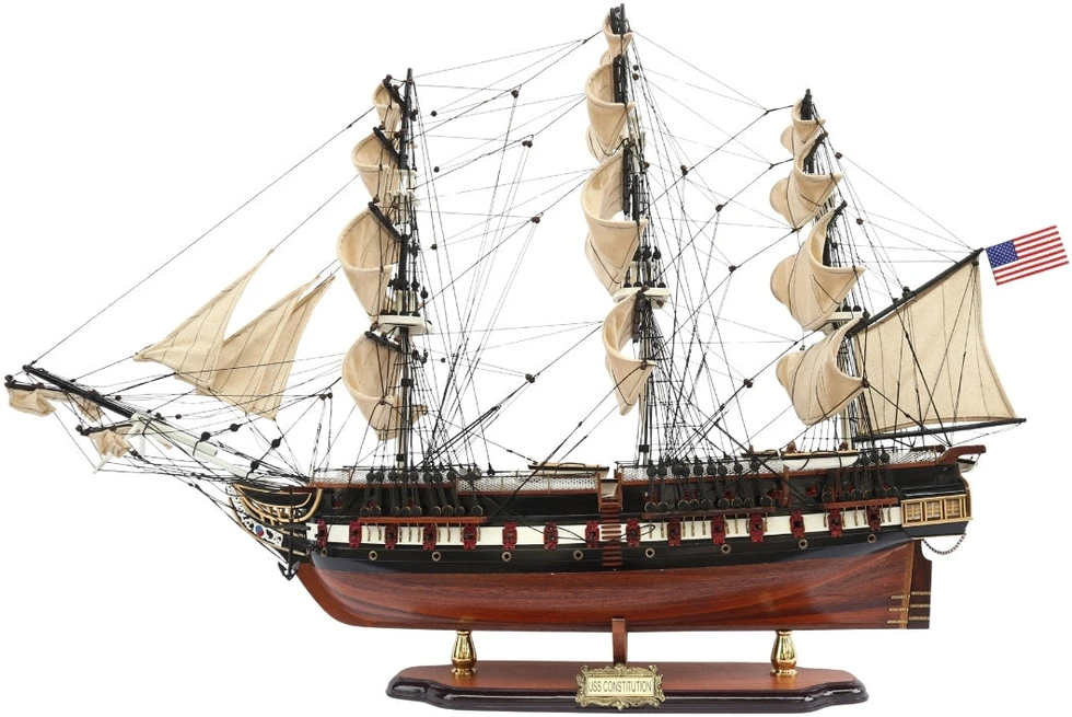 Mirtop Didelis burlaivio USS Constitution modelis 100 cm, rankų darbo