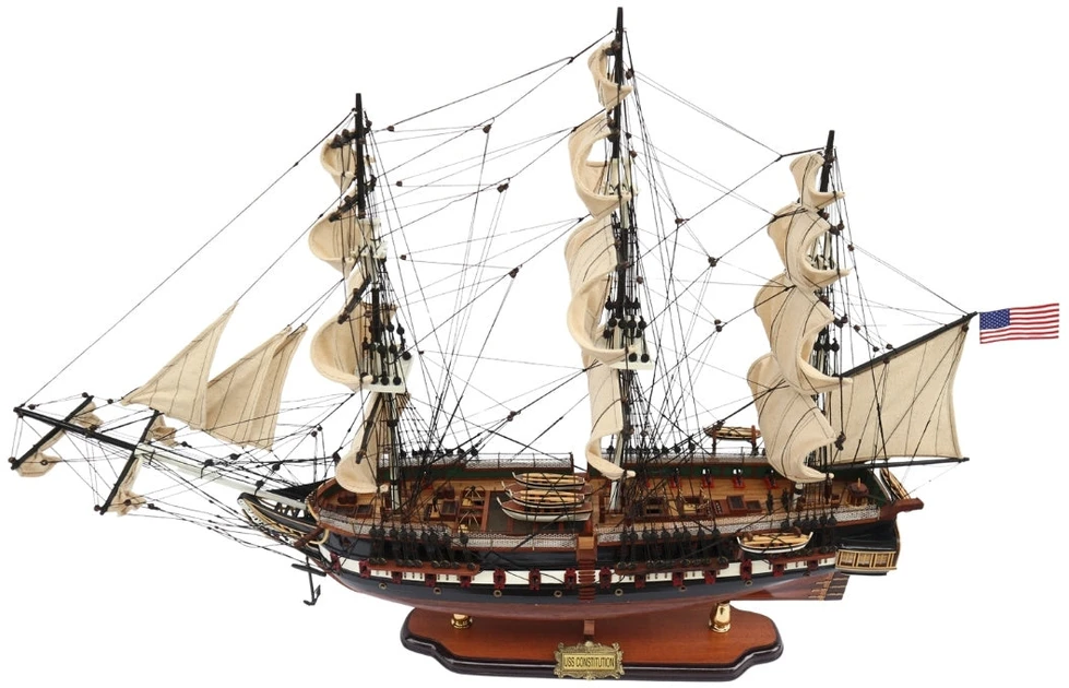 Mirtop Didelis burlaivio USS Constitution modelis 100 cm, rankų darbo