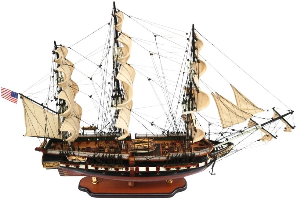 Mirtop Didelis burlaivio USS Constitution modelis 100 cm, rankų darbo