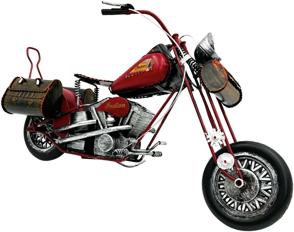 Mirtop Didelis metalinis „Chopper“ motociklo modelis – raudona interjero dekoracija, dovana motociklistui