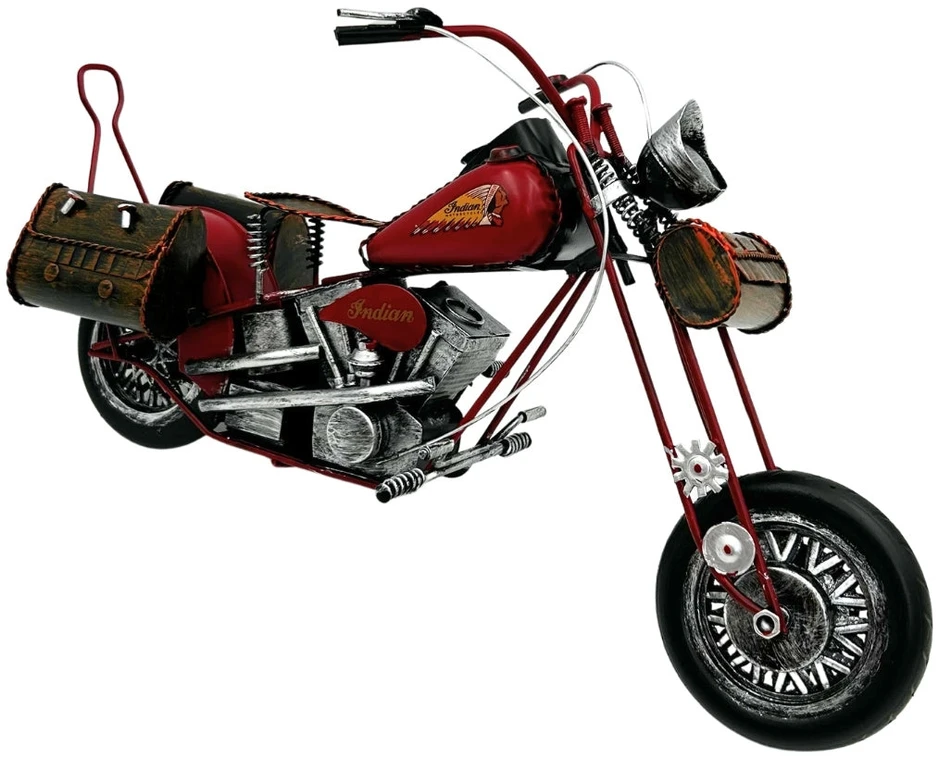 Mirtop Didelis metalinis „Chopper“ motociklo modelis – raudona interjero dekoracija, dovana motociklistui