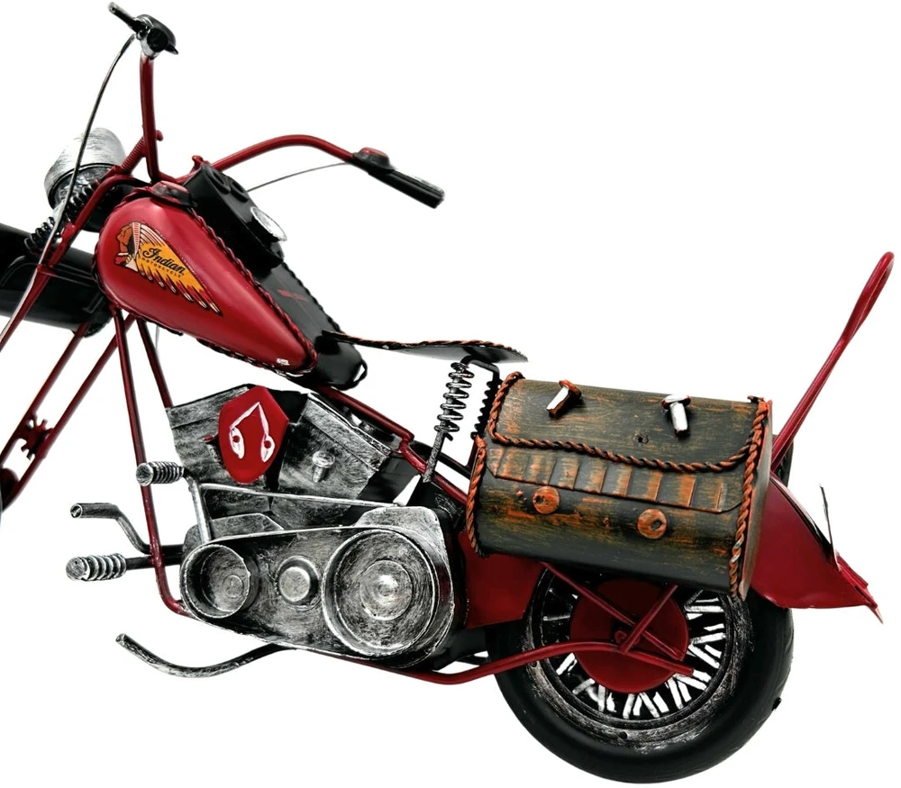 Mirtop Didelis metalinis „Chopper“ motociklo modelis – raudona interjero dekoracija, dovana motociklistui