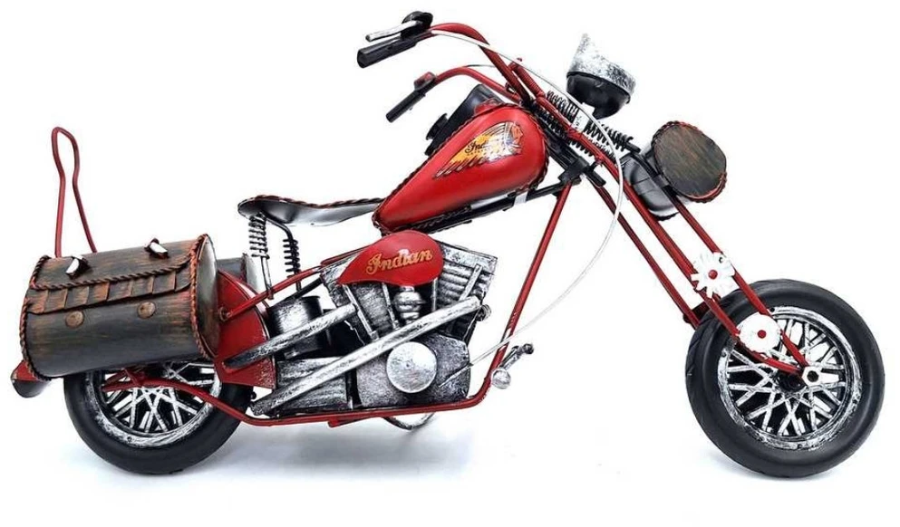 Mirtop Didelis metalinis „Chopper“ motociklo modelis – raudona interjero dekoracija, dovana motociklistui