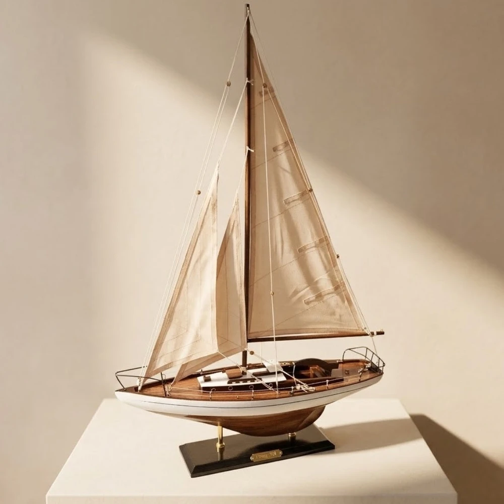 Mirtop Elegantiškas burlaivio modelis 66 cm – jachtos dekoracija namams