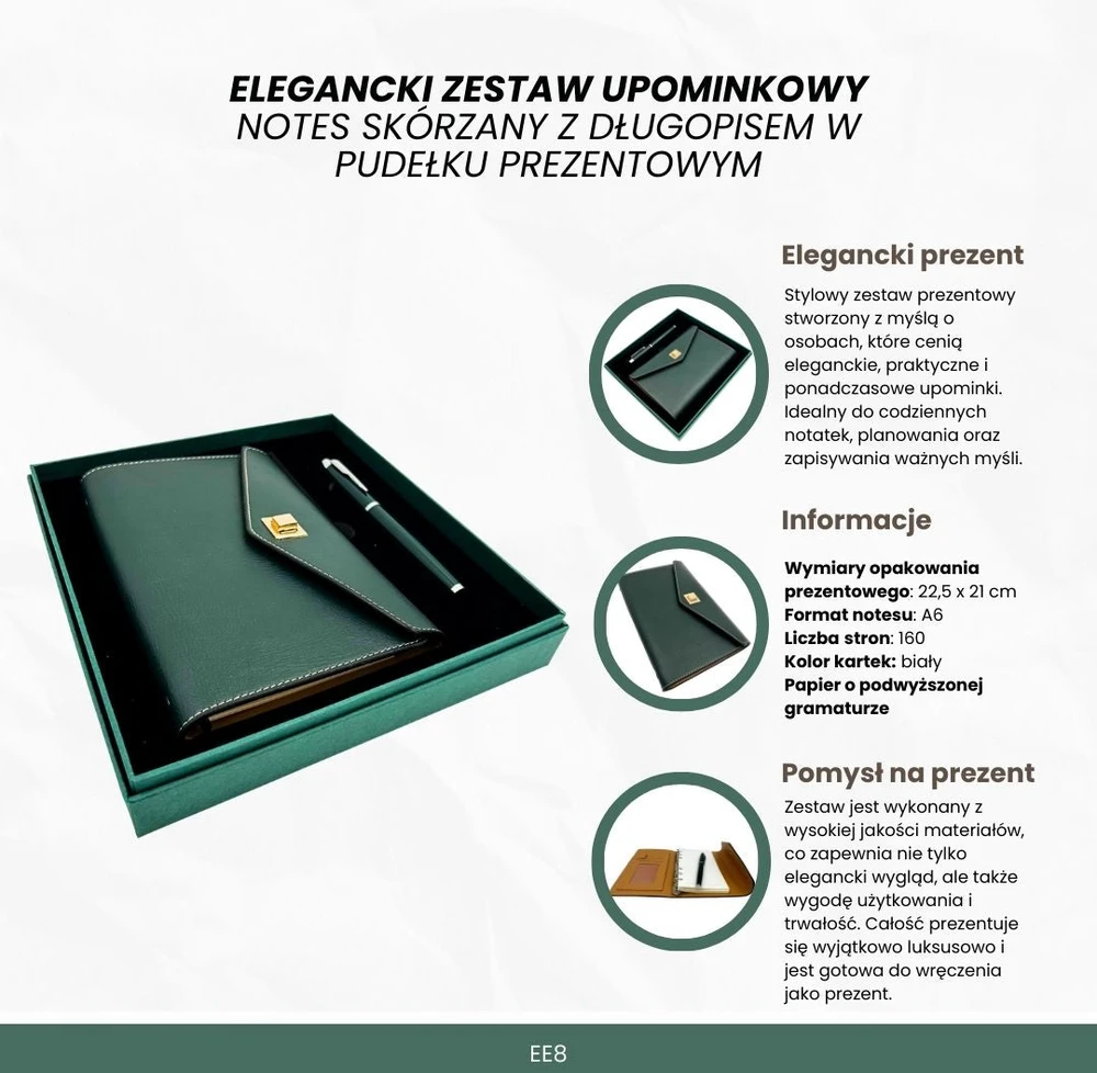 Mirtop Elegantiškas odinis užrašų knygutės ir rašiklio dovanų rinkinys