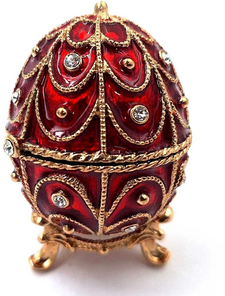 Mirtop Prabangi Fabergé stiliaus papuošalų dėžutė, raudonai auksinė, su kristalais