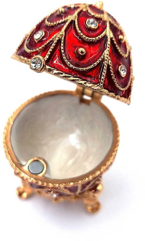 Mirtop Prabangi Fabergé stiliaus papuošalų dėžutė, raudonai auksinė, su kristalais