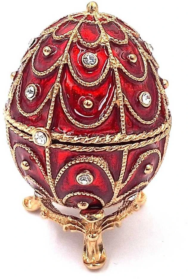 Mirtop Prabangi Fabergé stiliaus papuošalų dėžutė, raudonai auksinė, su kristalais