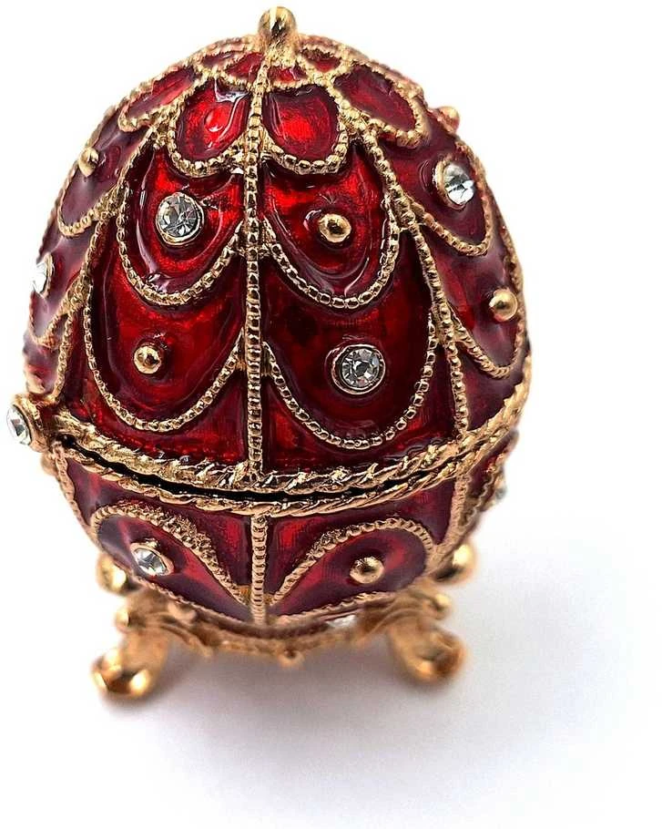 Mirtop Prabangi Fabergé stiliaus papuošalų dėžutė, raudonai auksinė, su kristalais
